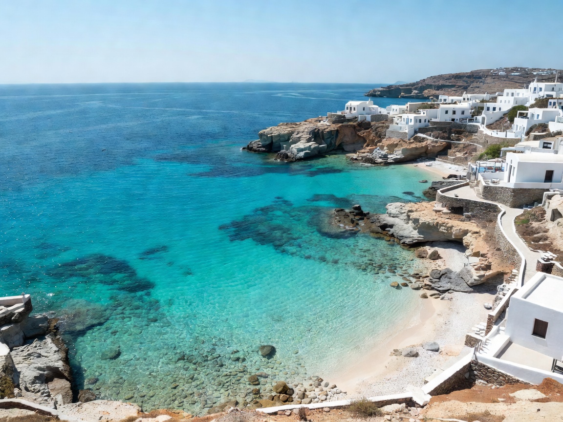 Aegean coast and turquoise waters in Greece