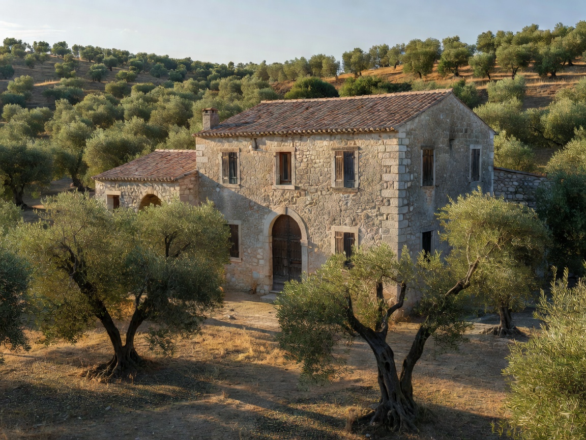Crete Venetian stone estate surrounded by olive groves