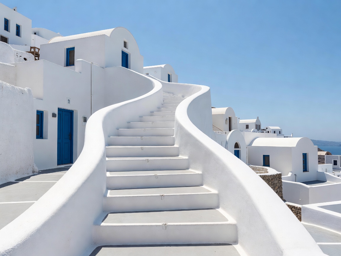 Cycladic white stairs and architecture in Greek islands