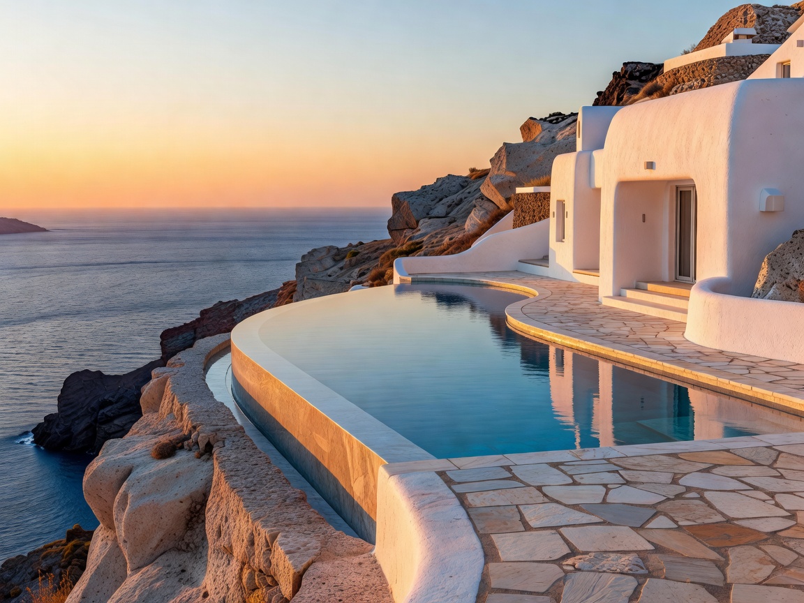 Santorini Cliffside Cave Villa with ocean infinity pool